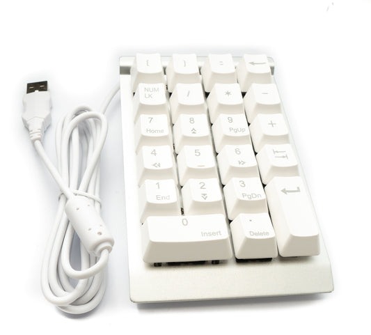 SYSTEM-S 23 takka USB 2.0 Tegund A vélrænt lyklaborð með hvítum LED ljósi, talnaborði
