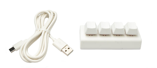 USB HID Mini lyklaborð, 4 hnappa forritanlegt vélrænt RGB LED flýtilyklar fyrir tölvu, hvítt fyrir OSU!