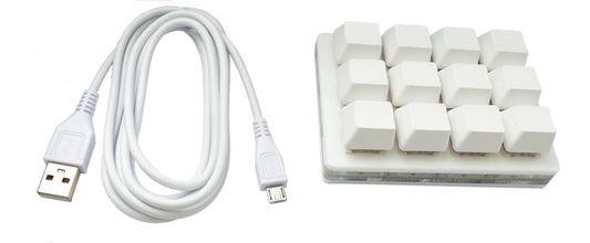 USB HID Mini lyklaborð, 12 takkar forritanlegir vélrænir RGB LED flýtilyklar fyrir tölvu, hvítir fyrir OSU!
