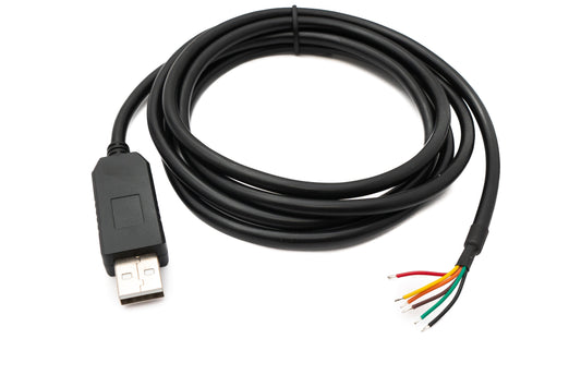 SYSTEM-S USB 2.0 cable 180 cm Type A to RS485 6 pin pigtail wire in black