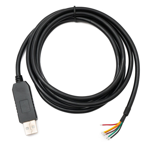 SYSTEM-S USB 2.0 cable 180 cm Type A to RS485 6 pin pigtail wire in black