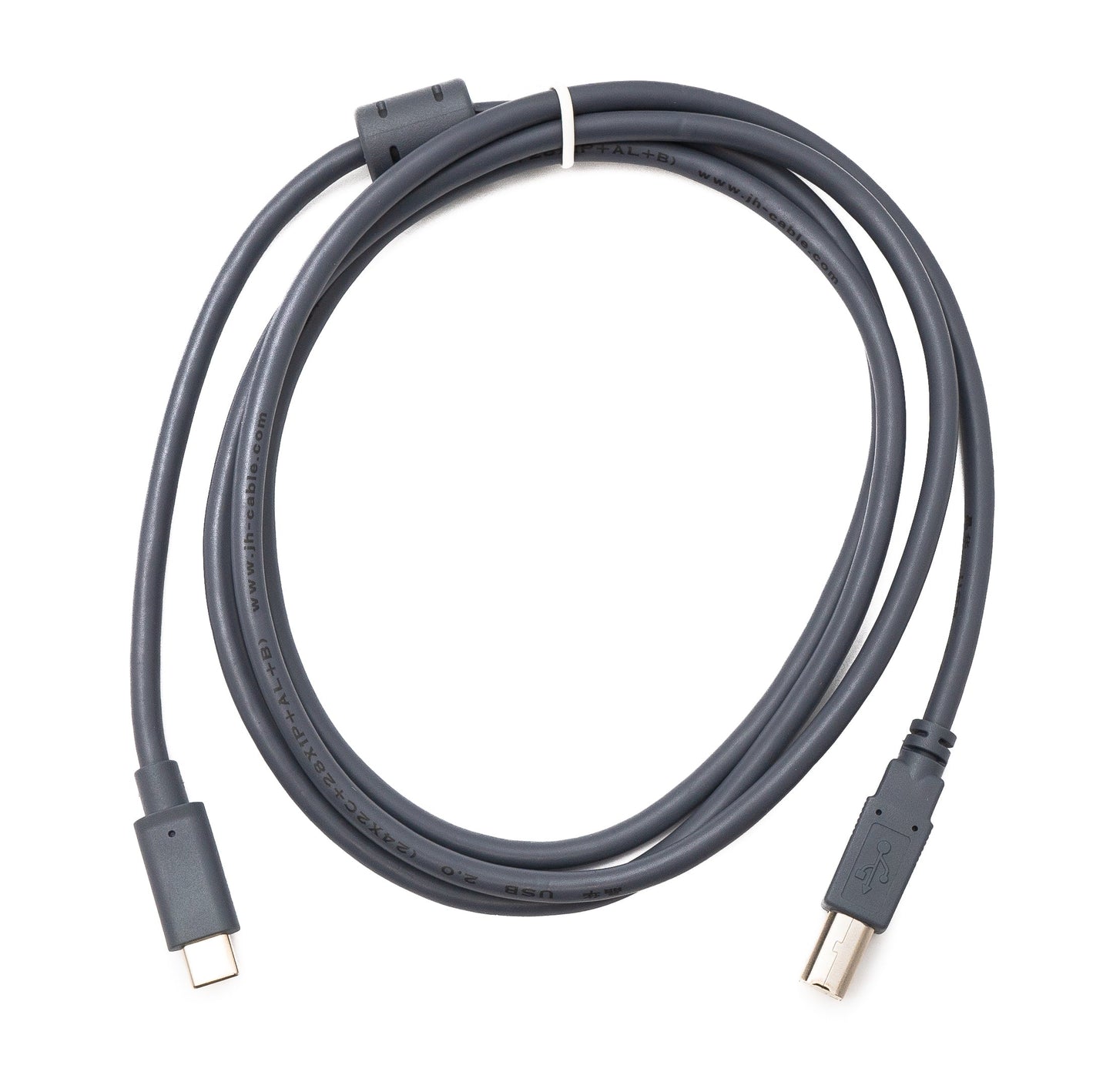 SYSTEM-S USB 3.1 Type C snúra 150 cm karlkyns í 2.0 Type B karlkyns í gráu