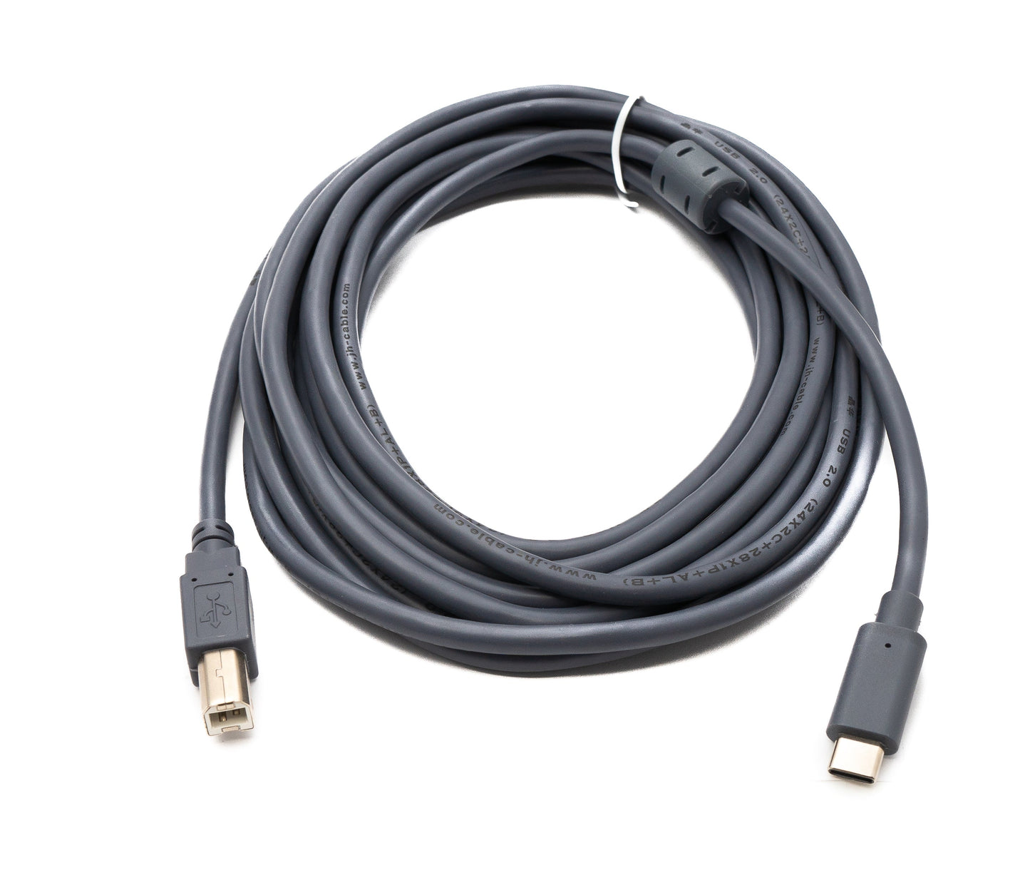 SYSTEM-S USB 3.1 Type C cable 5 m male to 2.0 Type B male in gray