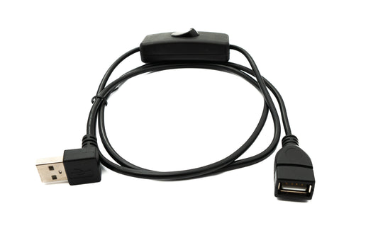 SYSTEM-S USB 2.0 snúra 100 cm af gerðinni A karlkyns í kvenkyns rofi með niðurhalla