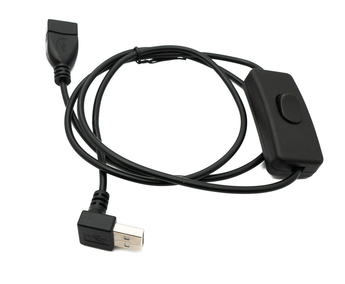 SYSTEM-S USB 2.0 snúra 100 cm af gerðinni A karlkyns í kvenkyns rofi með uppréttri horni