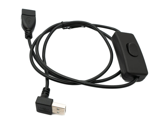 SYSTEM-S USB 2.0 snúra 100 cm af gerðinni A karlkyns í kvenkyns rofi með uppréttri horni