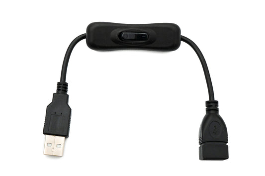 SYSTEM-S USB 2.0 Kabel 20 cm Typ A Stecker zu Buchse Schalter in Schwarz