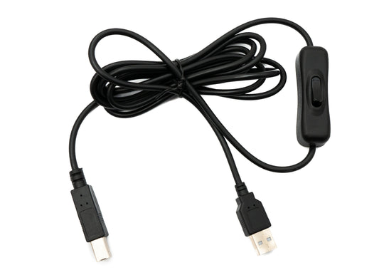 SYSTEM-S USB 2.0 Kabel 2 m Typ B Stecker zu A Stecker Schalter in Schwarz