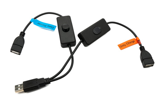 SYSTEM-S USB 2.0 cable 30 cm Type A male to 2x female switch in black
