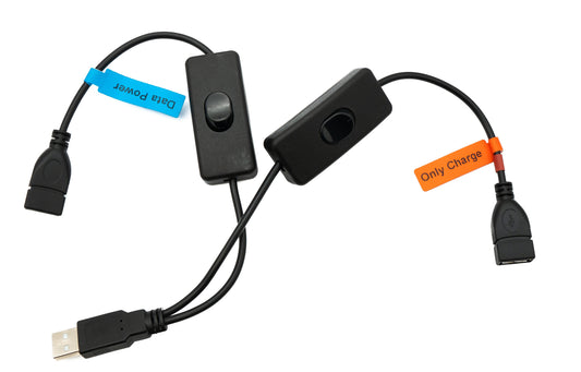 SYSTEM-S USB 2.0 cable 30 cm Type A male to 2x female switch in black