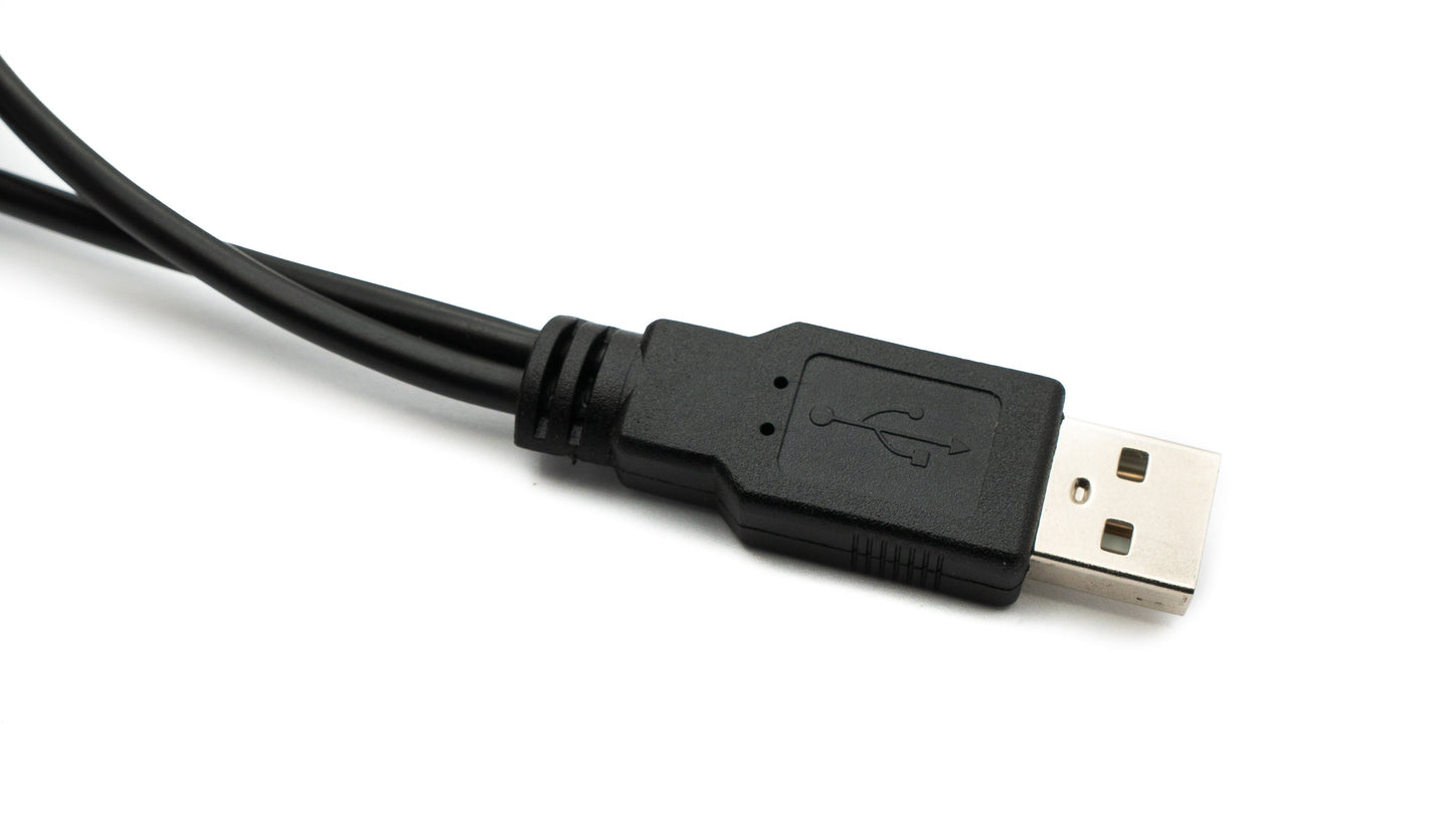 SYSTEM-S USB 2.0 cable 30 cm Type A male to 2x female switch in black