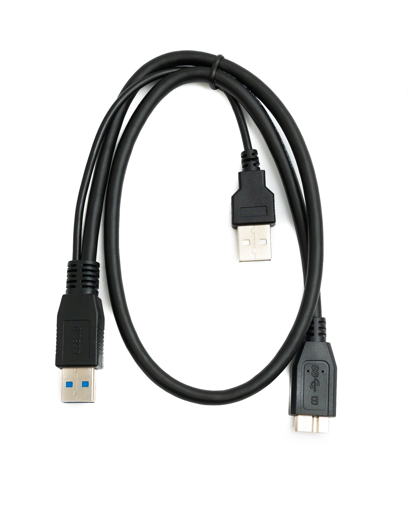 SYSTEM-S USB 3.0 Y Kabel 60 cm Typ A Stecker zu Micro B Stecker & 2.0 A Stecker in Schwarz