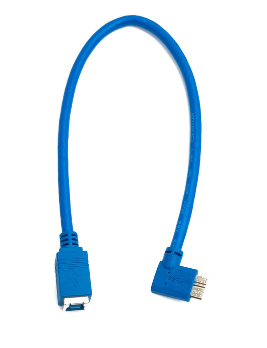 SYSTEM-S USB 3.0 cable 30 cm Type B female to Micro B male Right Angled 5 Gbit/s in blue