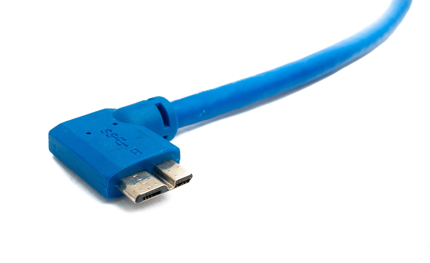 SYSTEM-S USB 3.0 snúra 30 cm Tegund B kvenkyns í Micro B karlkyns Rétthorns 5 Gbit/s í bláum lit.