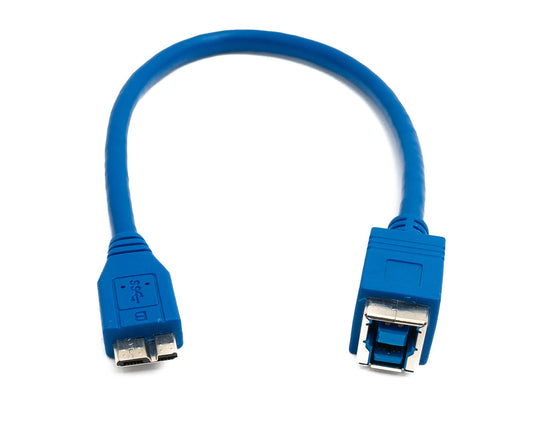 SYSTEM-S USB 3.0 snúra 30 cm Tegund B kvenkyns í Micro B karlkyns 5 Gbit/s í bláu