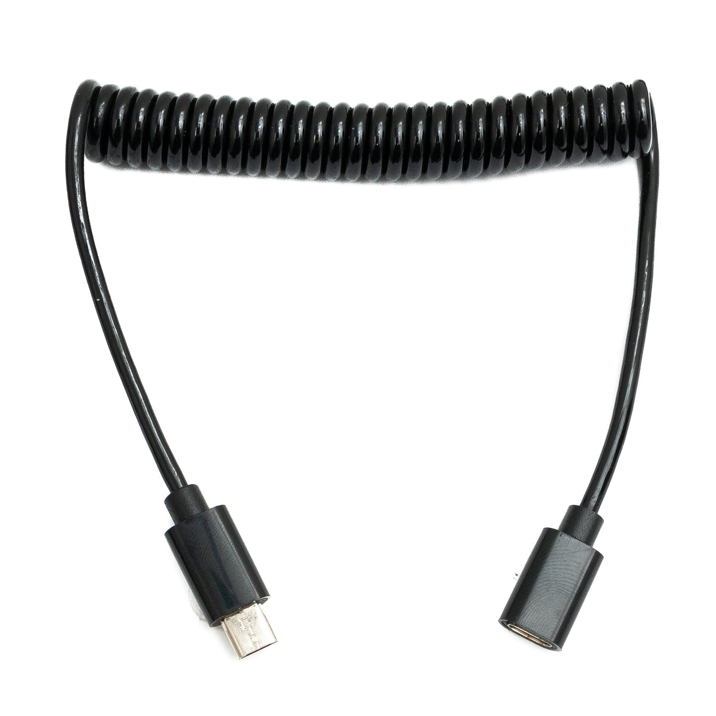SYSTEM-S USB 2.0 snúra 100 cm Micro B karlkyns í kvenkyns spíral í svörtu