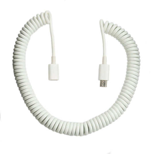 SYSTEM-S USB 2.0 Kabel 3 m Micro B Stecker zu Buchse Spirale in Weiß