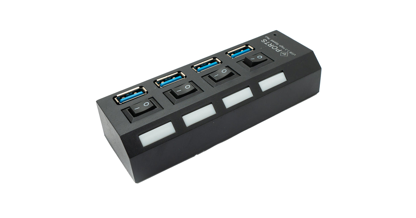 SYSTEM-S USB 3.0 tengi 4x Type A kona í Micro B kona með snúru millistykki í svörtu