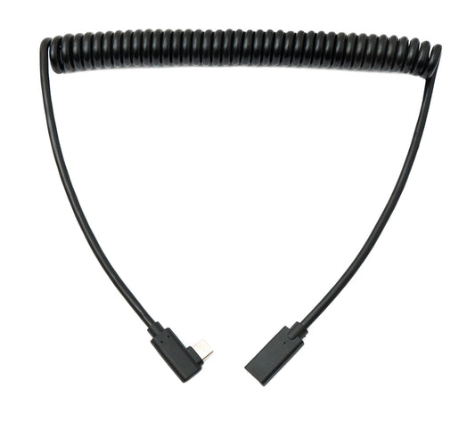 SYSTEM-S USB 3.1 snúra 180 cm af gerðinni C kvenkyns í karlkyns spíral, vinstri rétt hornrétt