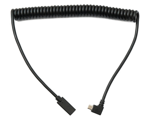 SYSTEM-S USB 3.1 snúra 180 cm Type C kvenkyns í 2.0 Micro B karlkyns spíral vinstri hornrétt