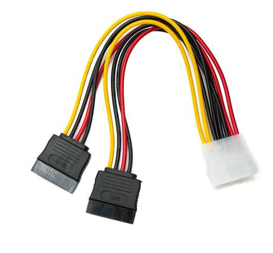 SYSTEM-S SATA Y cable 20 cm 2x 15-pin female to IDE 4-pin Molex female adapter for hard disk drives