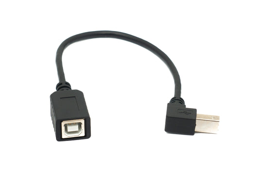 SYSTEM-S USB 2.0 Kabel 20 cm Typ B Stecker zu Buchse Down Angled Winkel in Schwarz