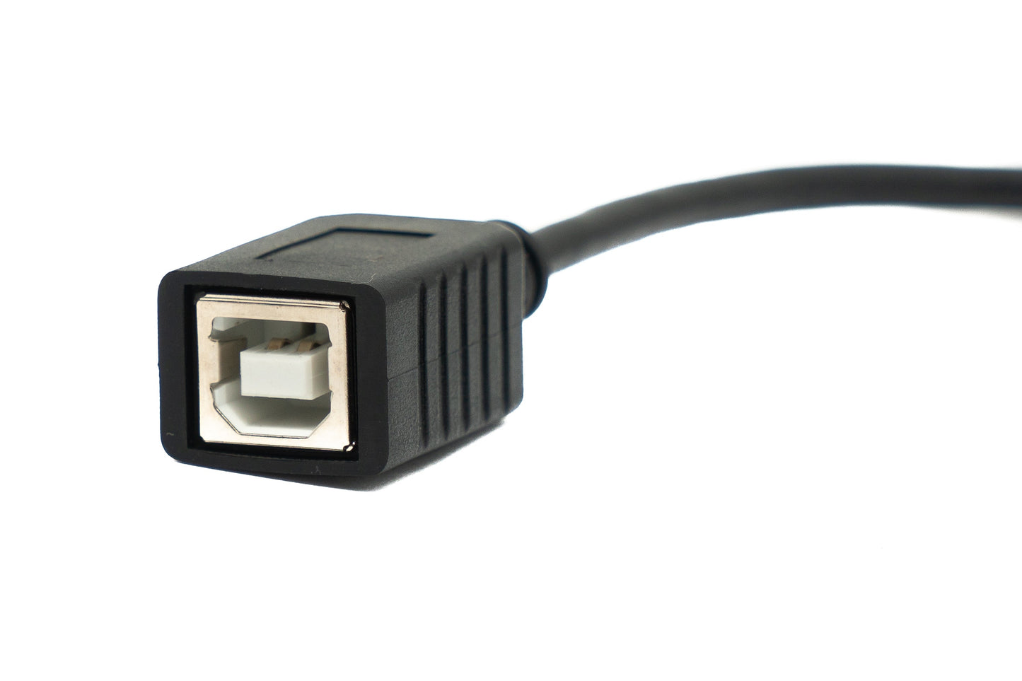 SYSTEM-S USB 2.0 Kabel 20 cm Typ B Stecker zu Buchse Down Angled Winkel in Schwarz