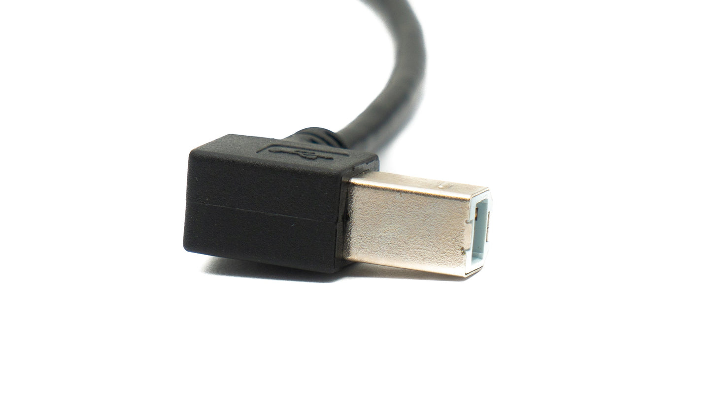 SYSTEM-S USB 2.0 Kabel 20 cm Typ B Stecker zu Buchse Down Angled Winkel in Schwarz