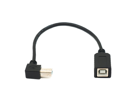 SYSTEM-S USB 2.0 cable 20 cm type B male to female right angled in black