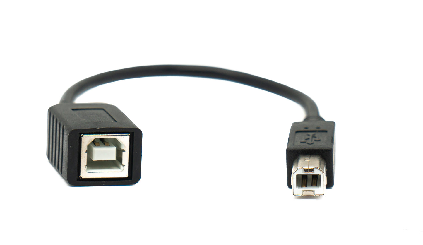 SYSTEM-S USB 2.0 snúra 20 cm af gerðinni B karlkyns í kvenkyns í svörtu