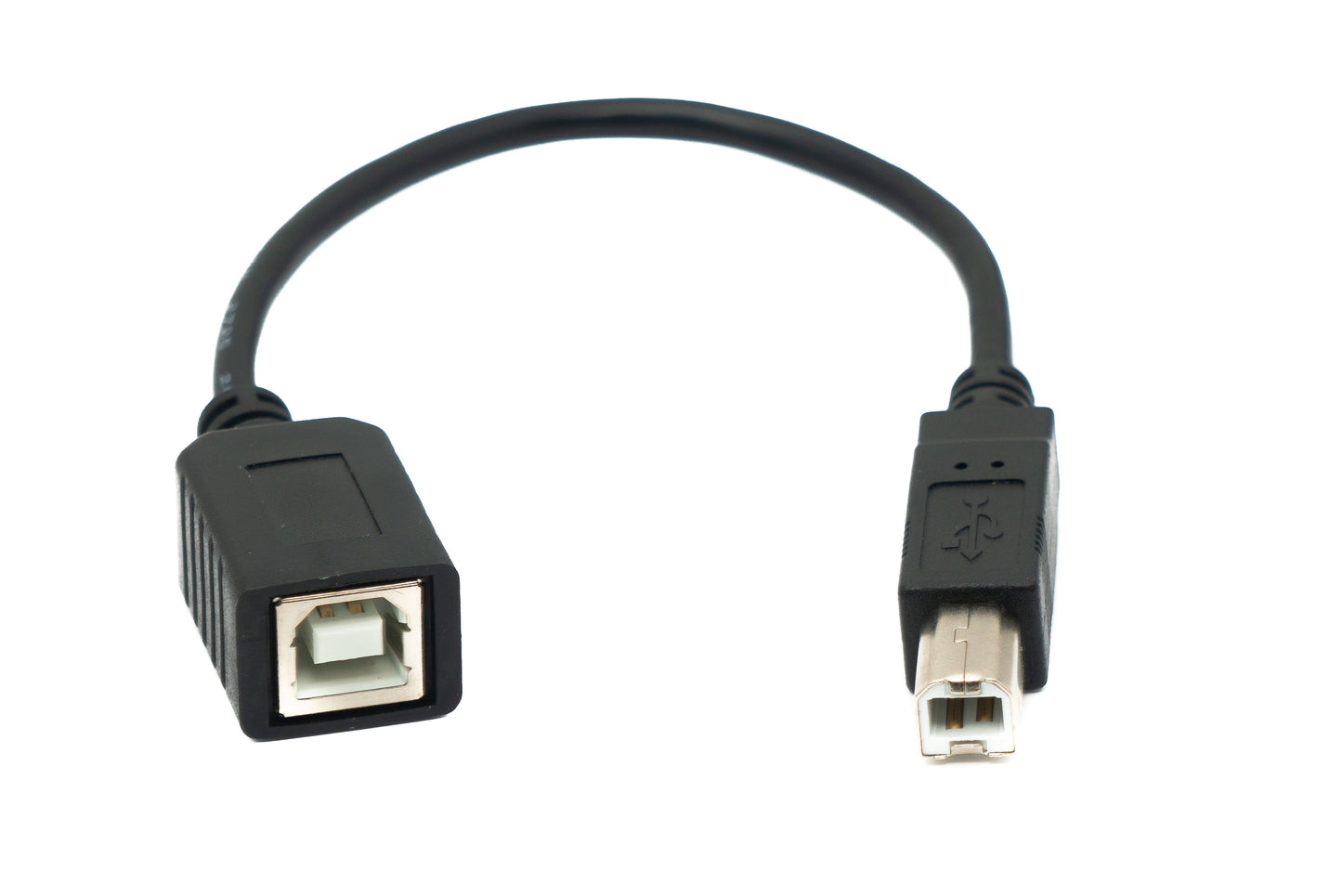 SYSTEM-S USB 2.0 snúra 20 cm af gerðinni B karlkyns í kvenkyns í svörtu