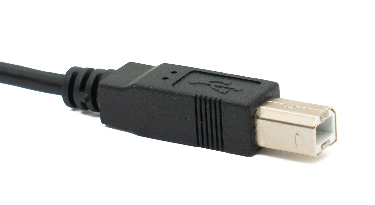 SYSTEM-S USB 2.0 snúra 20 cm af gerðinni B karlkyns í kvenkyns í svörtu
