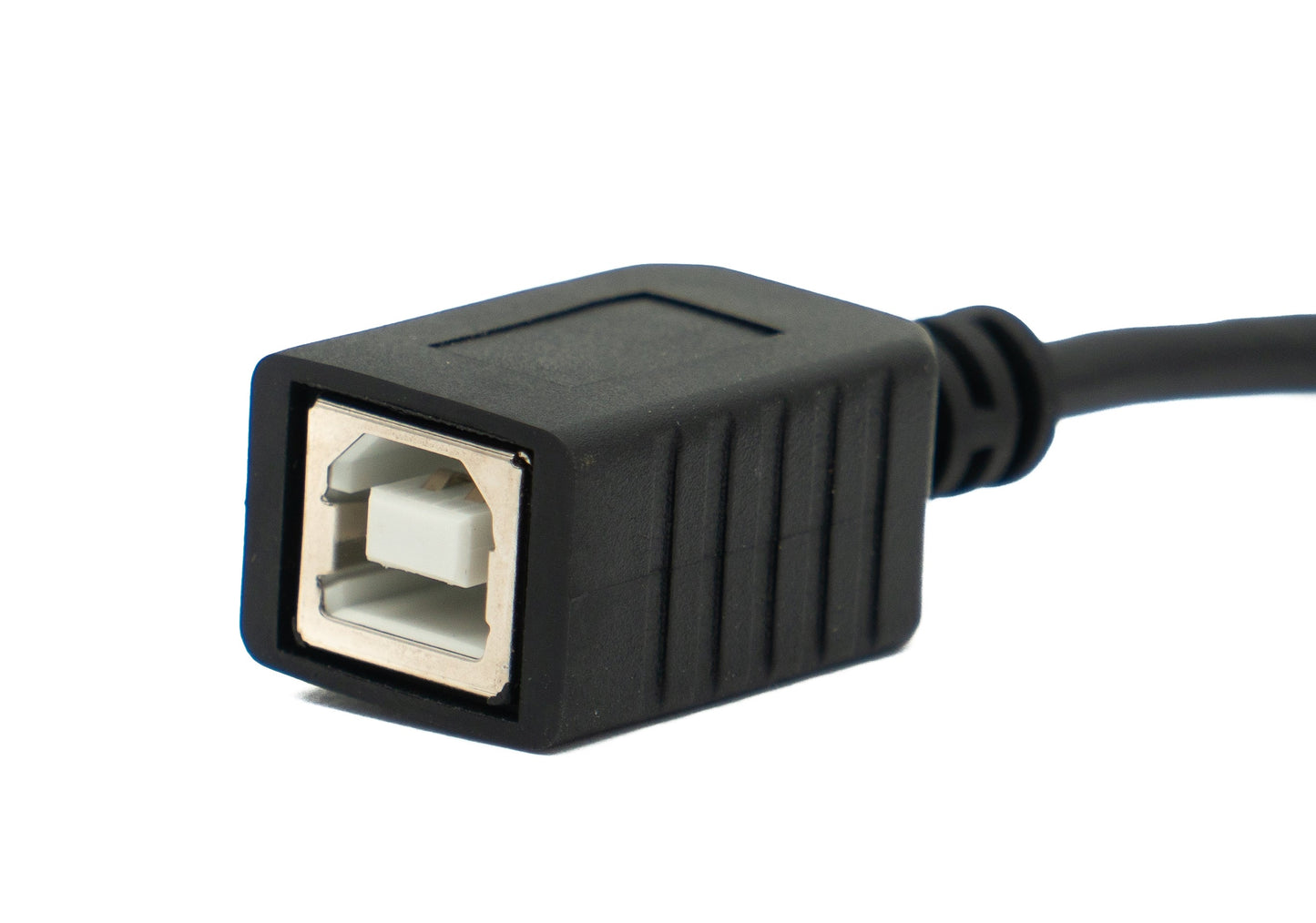 SYSTEM-S USB 2.0 snúra 20 cm af gerðinni B karlkyns í kvenkyns, upprétt í svörtu