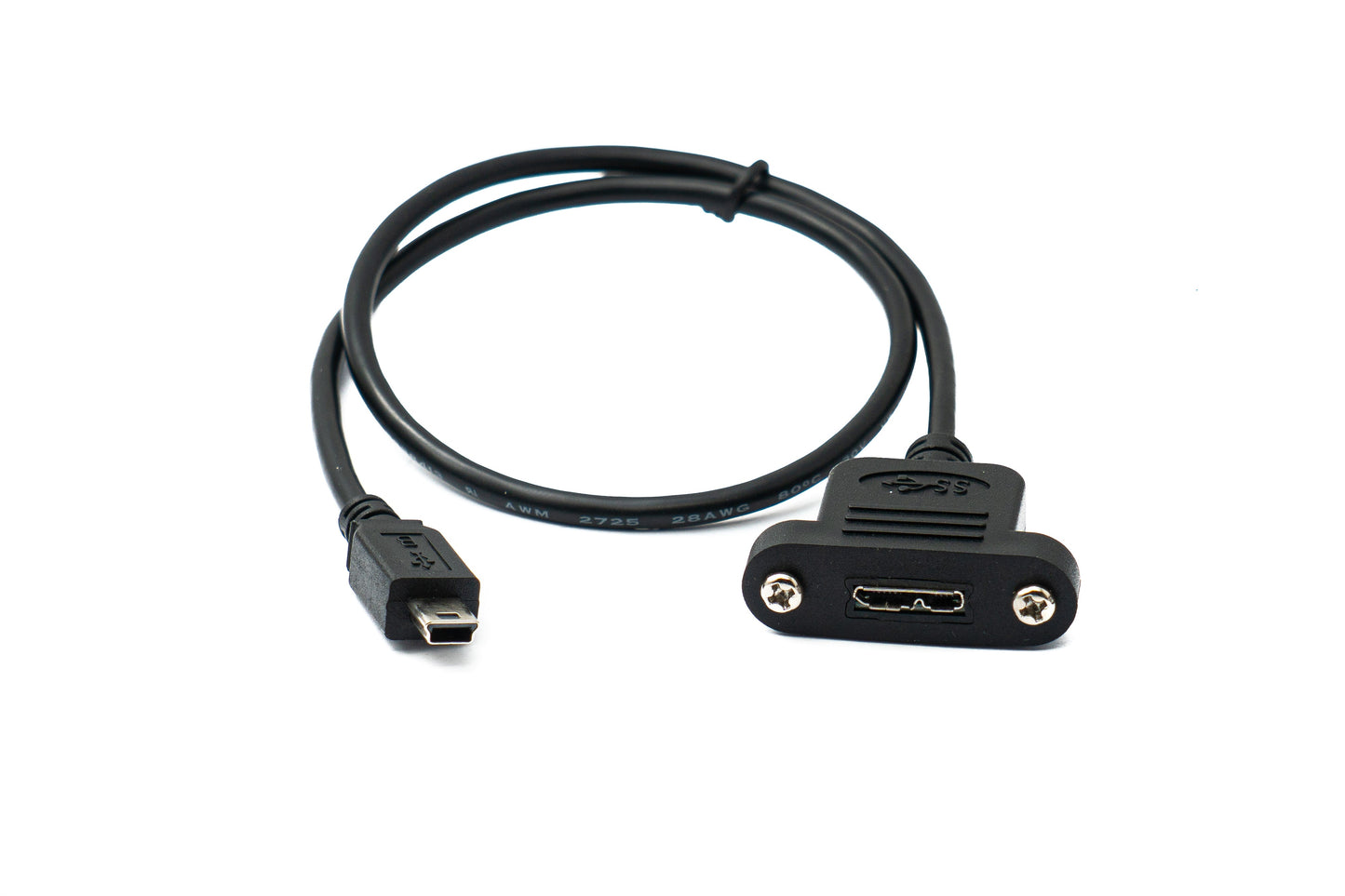 SYSTEM-S USB 3.0 Kabel 50 cm Micro B Buchse zu 2.0 Mini B Stecker Panel Mount Schraube