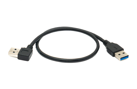 SYSTEM-S USB 3.0 snúra 40 cm Tegund A karlkyns í karlkyns Rétt hornrétt 5 Gbit/s Svart
