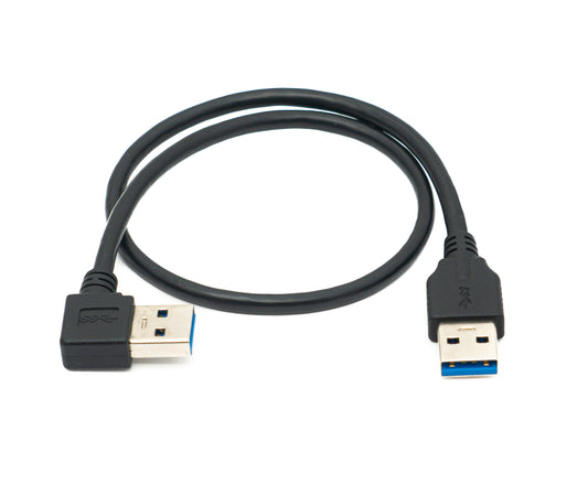 SYSTEM-S USB 3.0 Kabel 40 cm Typ A Stecker zu Stecker Left Angled Winkel 5 Gbit/s Schwarz
