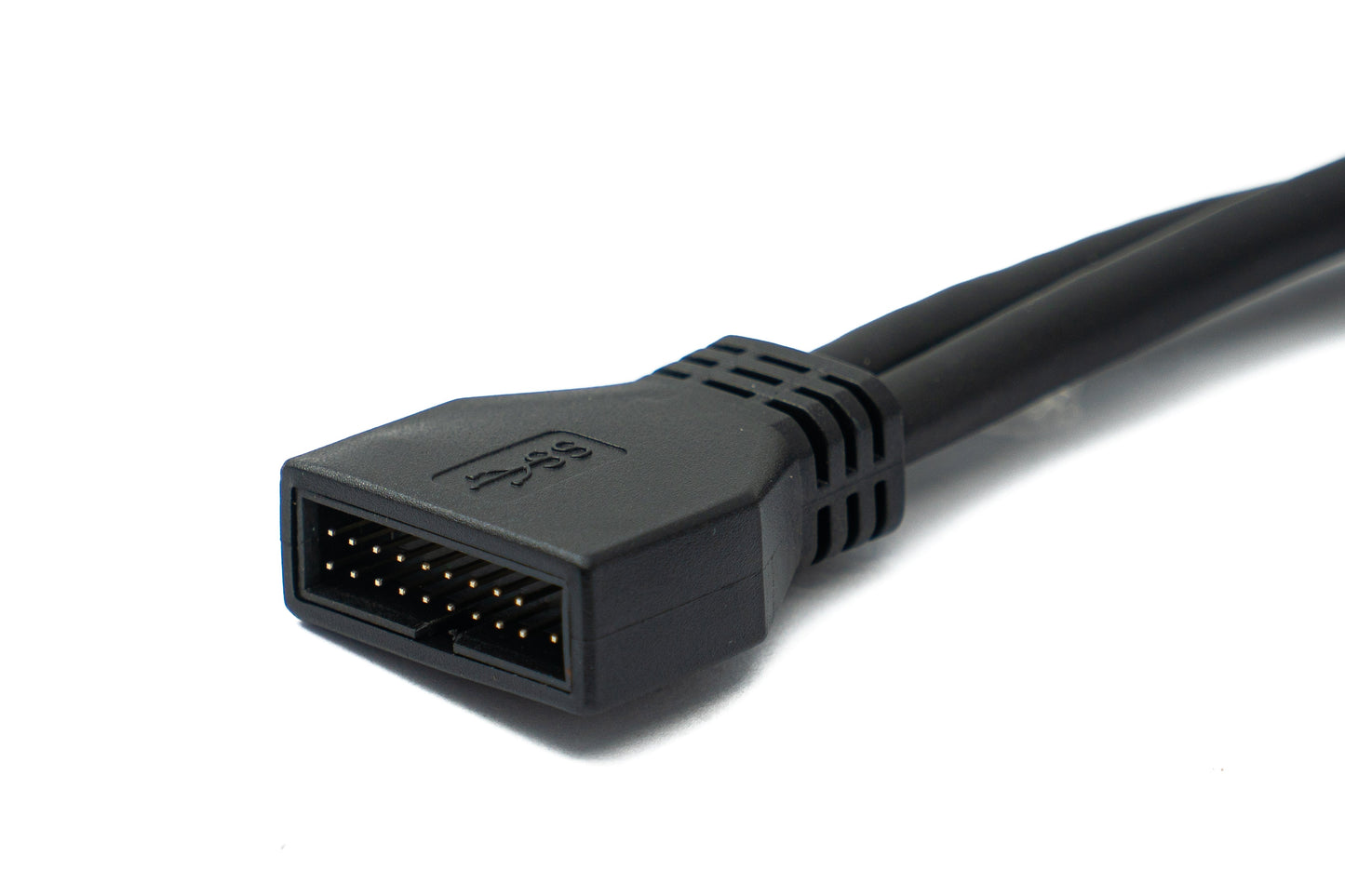 SYSTEM-S USB 3.0 Kabel 25 cm 19 Pin Stecker zu 20 Pin Buchse Motherboard Up Angled Winkel 5 Gbit/s 100W