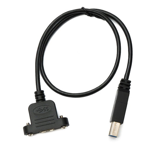 SYSTEM-S USB 3.0 cable 50 cm Micro B female to 3.0 Type B male panel mount screw 5 Gbit/s 100W