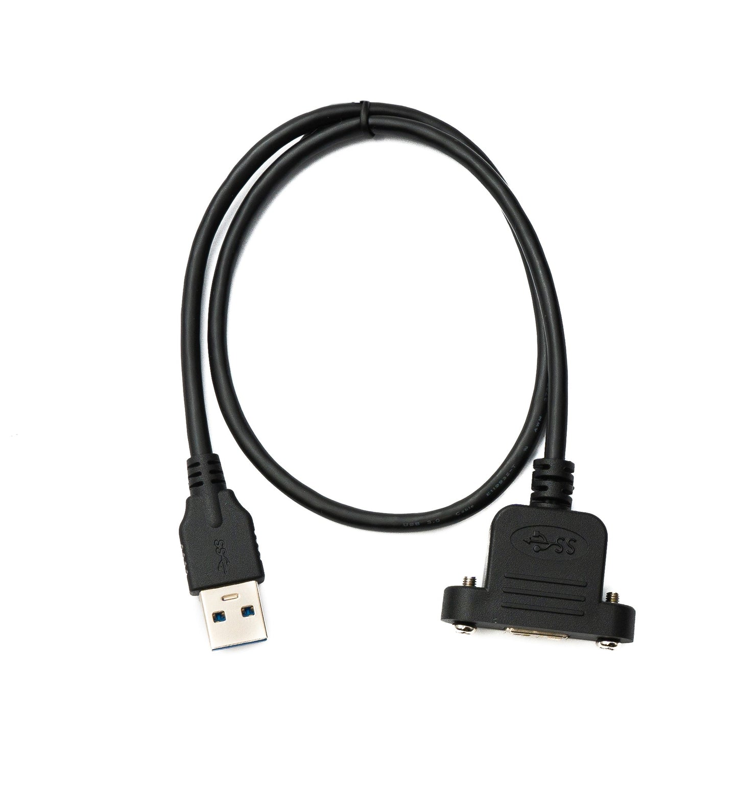 SYSTEM-S USB 3.0 Kabel 50 cm Micro B Buchse zu 3.0 Typ A Stecker Panel Mount Schraube 5 Gbit/s 100W