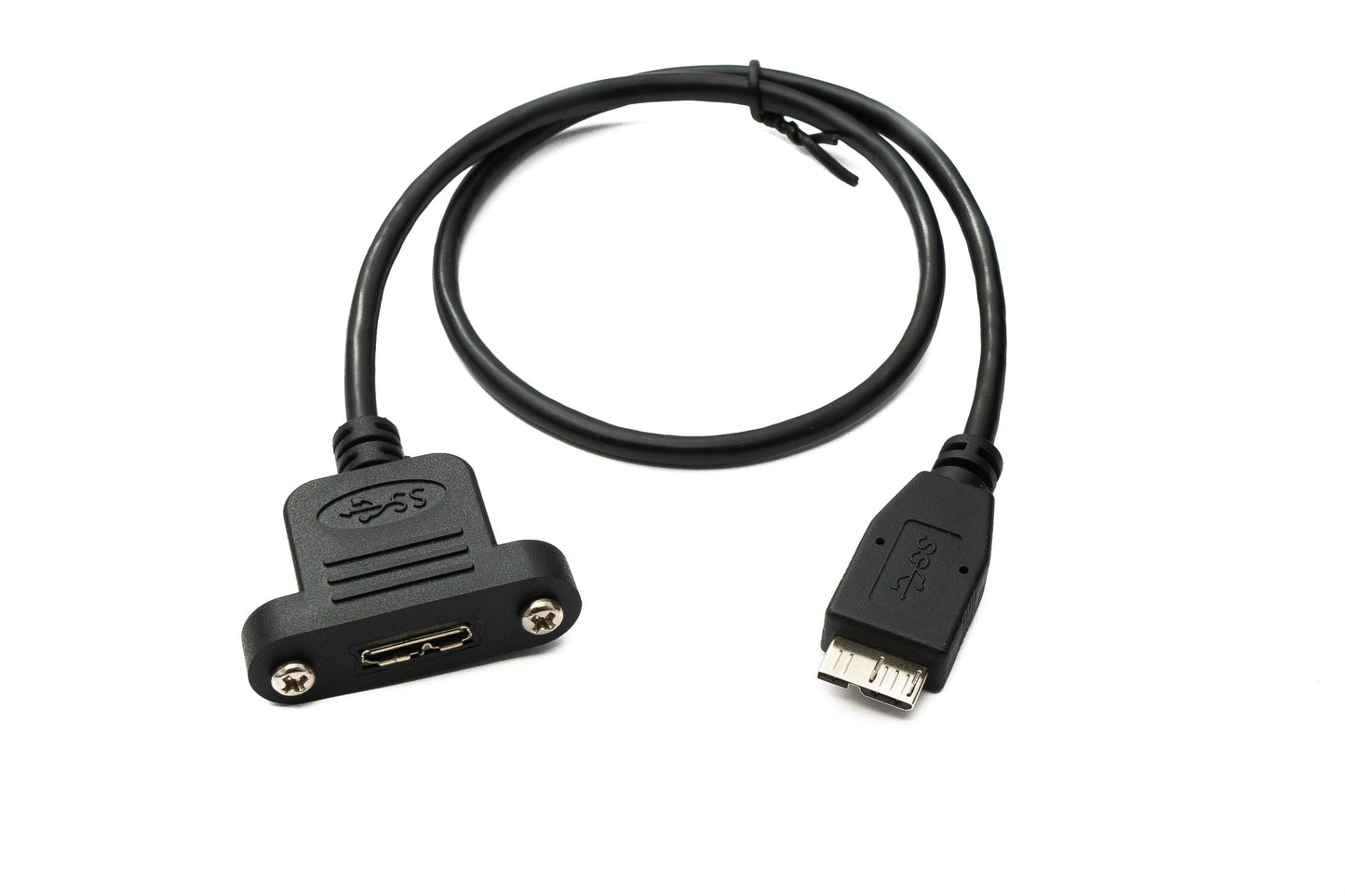 SYSTEM-S USB 3.0 snúra 50 cm Micro B kvenkyns í karlkyns skrúfutengi fyrir spjaldfestingu 5 Gbit/s 100W