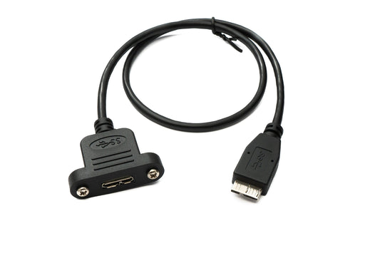 SYSTEM-S USB 3.0 snúra 50 cm Micro B kvenkyns í karlkyns skrúfutengi fyrir spjaldfestingu 5 Gbit/s 100W