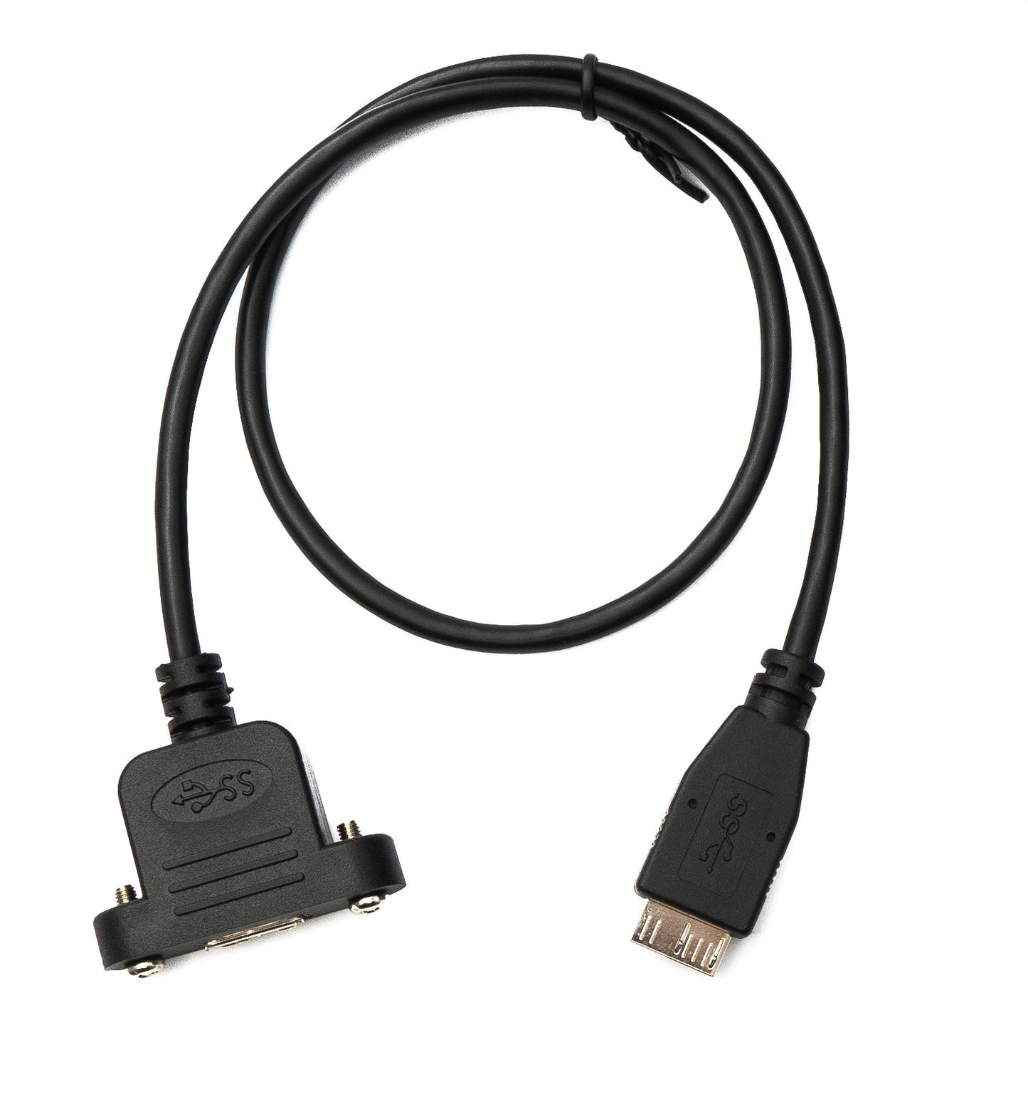 SYSTEM-S USB 3.0 snúra 50 cm Micro B kvenkyns í karlkyns skrúfutengi fyrir spjaldfestingu 5 Gbit/s 100W