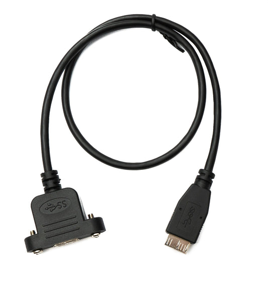 SYSTEM-S USB 3.0 snúra 50 cm Micro B kvenkyns í karlkyns skrúfutengi fyrir spjaldfestingu 5 Gbit/s 100W