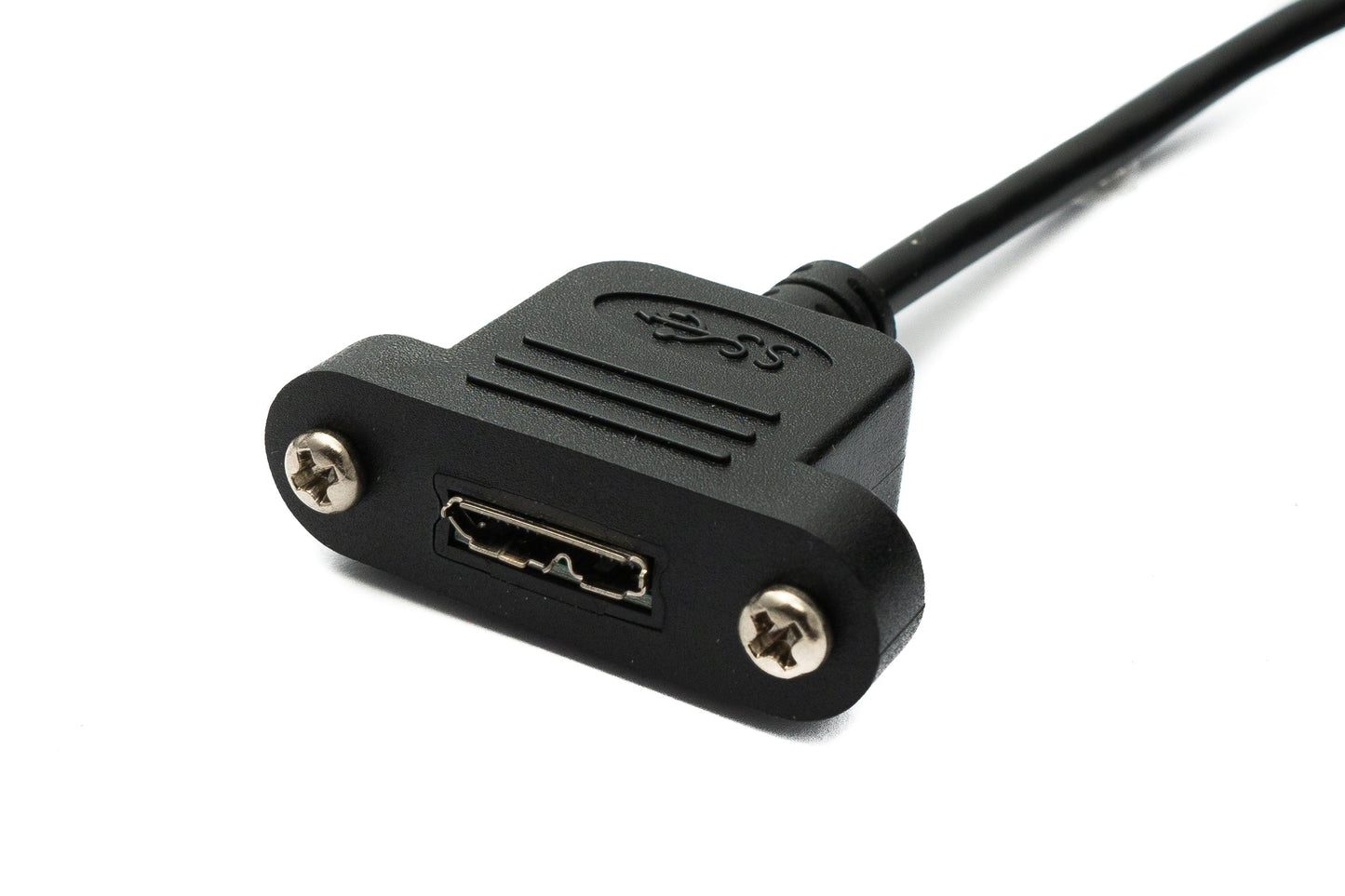 SYSTEM-S USB 3.0 snúra 50 cm Micro B kvenkyns í karlkyns skrúfutengi fyrir spjaldfestingu 5 Gbit/s 100W