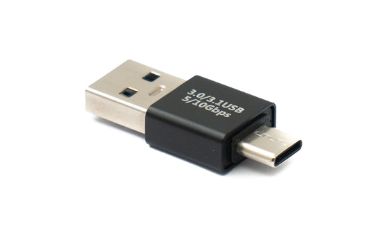 SYSTEM-S USB 3.0 millistykki af gerðinni A karlkyns í 3.1 C karlkyns einátta snúra 10 Gbit/s 100W