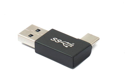 SYSTEM-S USB 3.0 millistykki af gerðinni A karlkyns í 3.1 C karlkyns einátta vinklaður vinstri hornkapall 10 Gbit/s 100W