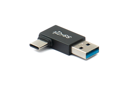 SYSTEM-S USB 3.0 millistykki af gerðinni A karlkyns í 3.1 C karlkyns einátta hornrétt hornsnúra 10 Gbit/s 100W