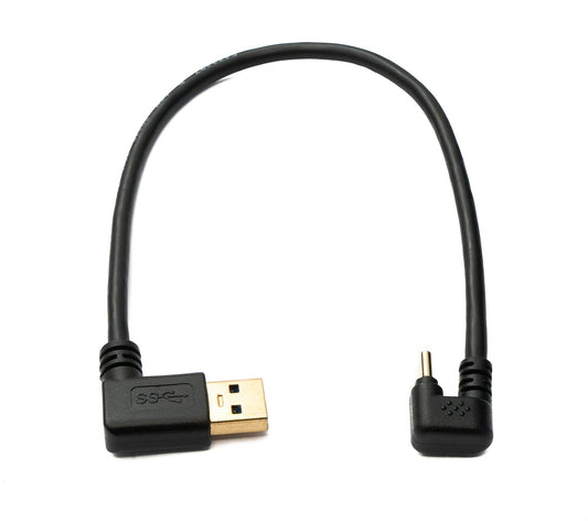 SYSTEM-S USB 3.1 snúra 30 cm Type C tengi í 3.0 A tengi 180° U snúningshorn vinstri horn millistykki 5 Gbit/s 100W