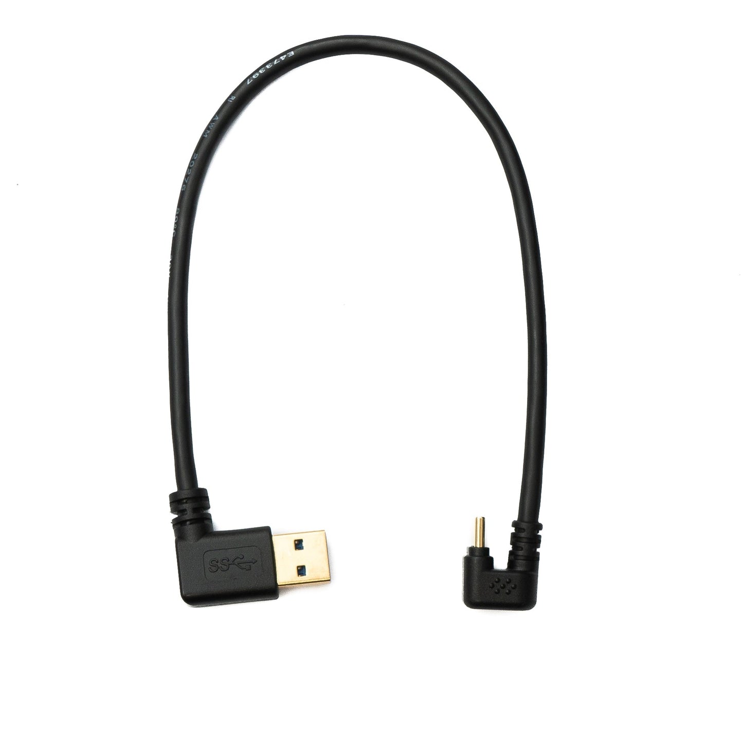 SYSTEM-S USB 3.1 snúra 30 cm Type C tengi í 3.0 A tengi 180° U snúningshorn vinstri horn millistykki 5 Gbit/s 100W