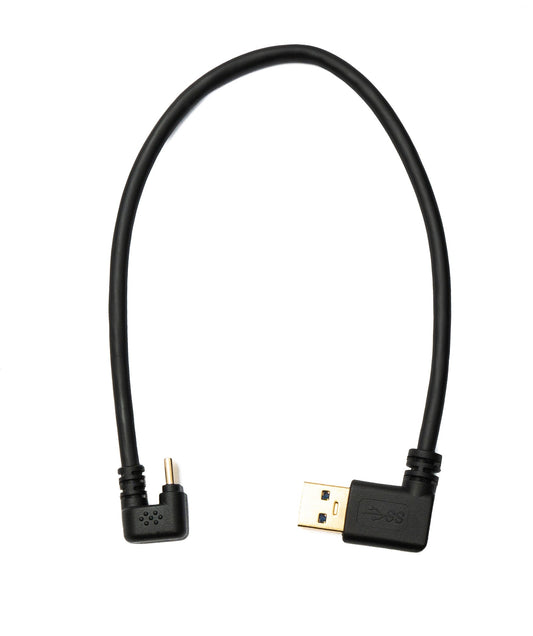 SYSTEM-S USB 3.1 cable 30 cm Type C plug to 3.0 A plug 180° U-turn angle right angled adapter 5 Gbit/s 100W